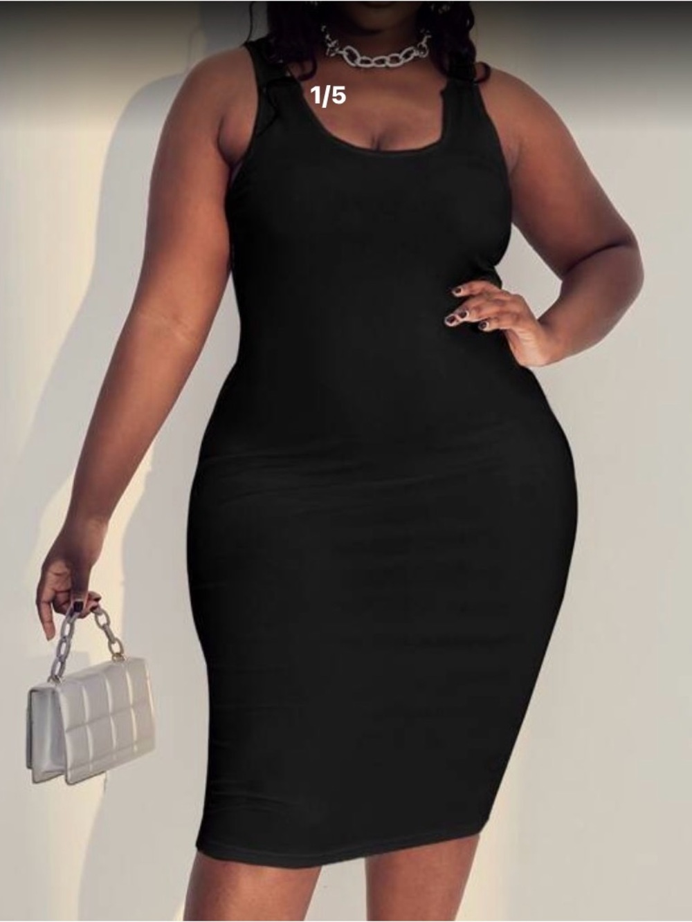 SHEIN Sleeveless Bodycon Midi Dress - Black